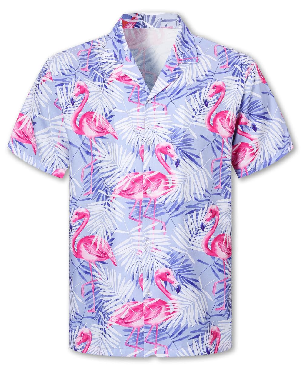 Cromoncent Hawaiian Shirt for Boy&amp;Men Short Sleeve Cuban Collar Tropical Holiday Summer Beach Shirts