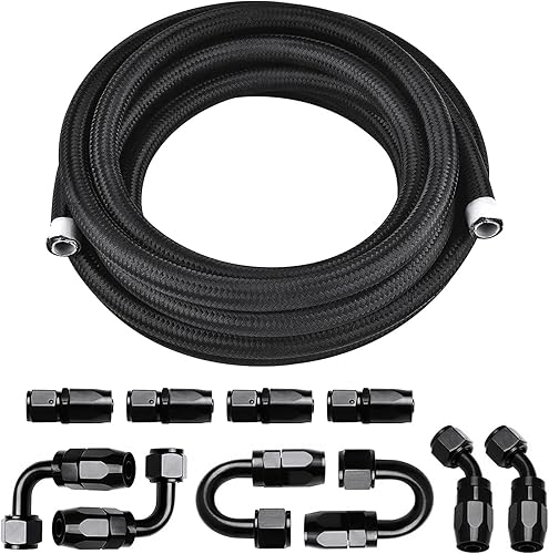 Vista 9 de 6AN Manguera de línea de combustible de PTFE de 20 pies, manguera de combustible de acero inoxidable trenzada de nailon E85 compatible con todos