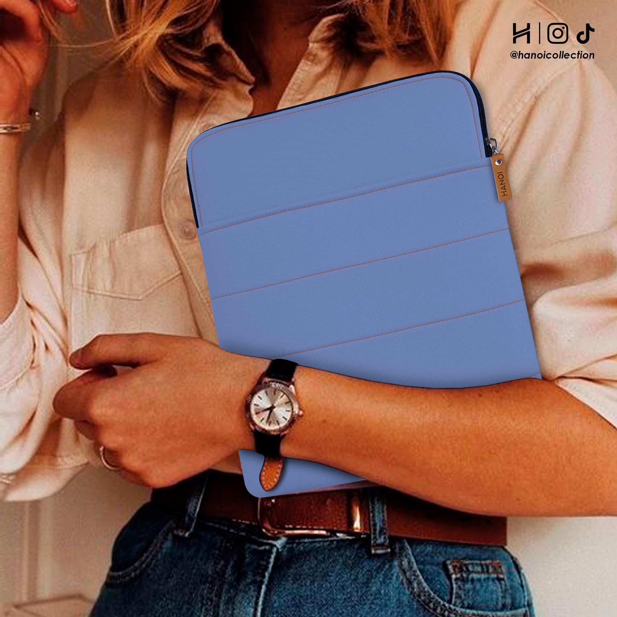 HANOI Collection® Detroit™ Boekhoes met Rits, Padded Boekomslag, Gevoerde Boekbeschermer voor Harde Kaft en Paperback, Book Pouch, Book Sleeve, Cadeaus voor Lezers, Geschenken Boekenliefhebbers