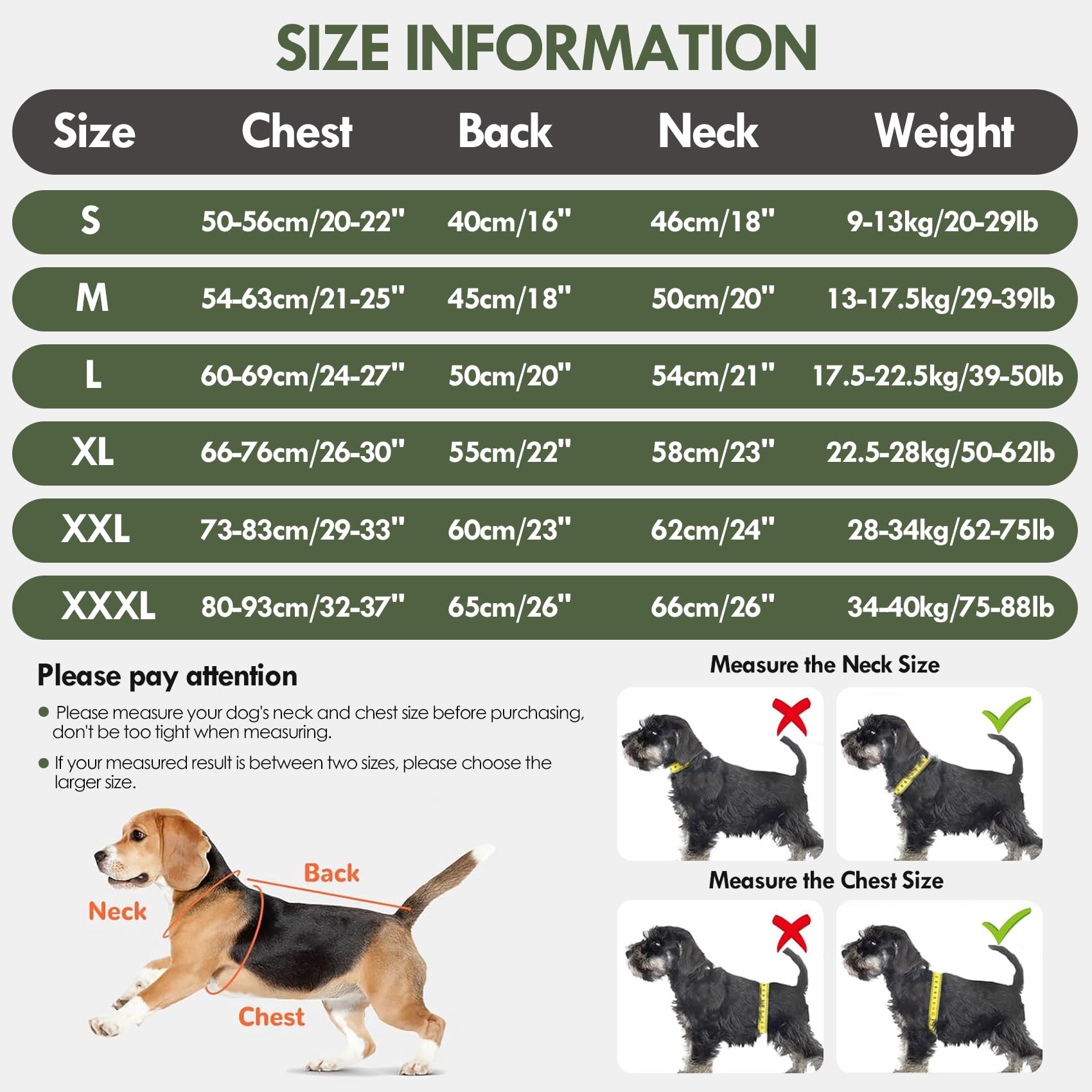 Cappotto riscaldato per cani a quattro zampe, impermeabile, regolabile, con collo alto a ritrazione, abbigliamento invernale per cani di taglia piccola, media e grande (verde, 3XL)