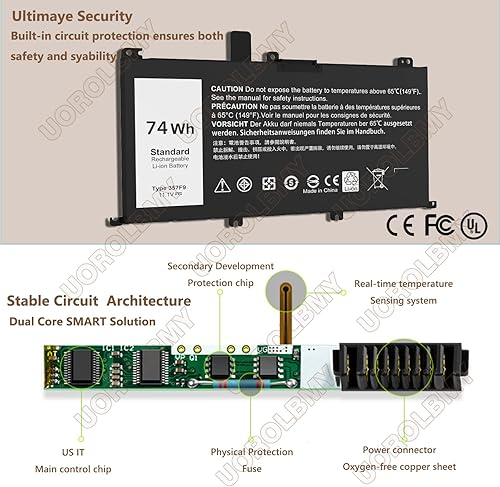 Miniatura 4 de Batería de repuesto 74WH tipo 357F9 71JF4 para Dell Inspiron 15 7000 7559 i7559 7557 i7557 5577 7567 5576 7566 INS15PD Series 15-7559 0GFJ6 P135G
