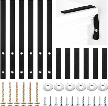 Oudain 6 Sets Anti Tip Furniture Straps Furniture Wall Anchor Straps for Pet Proofing 500 Pound Nylon Strap for Home Dresser, Shelves, Bookcase, TVBlack
