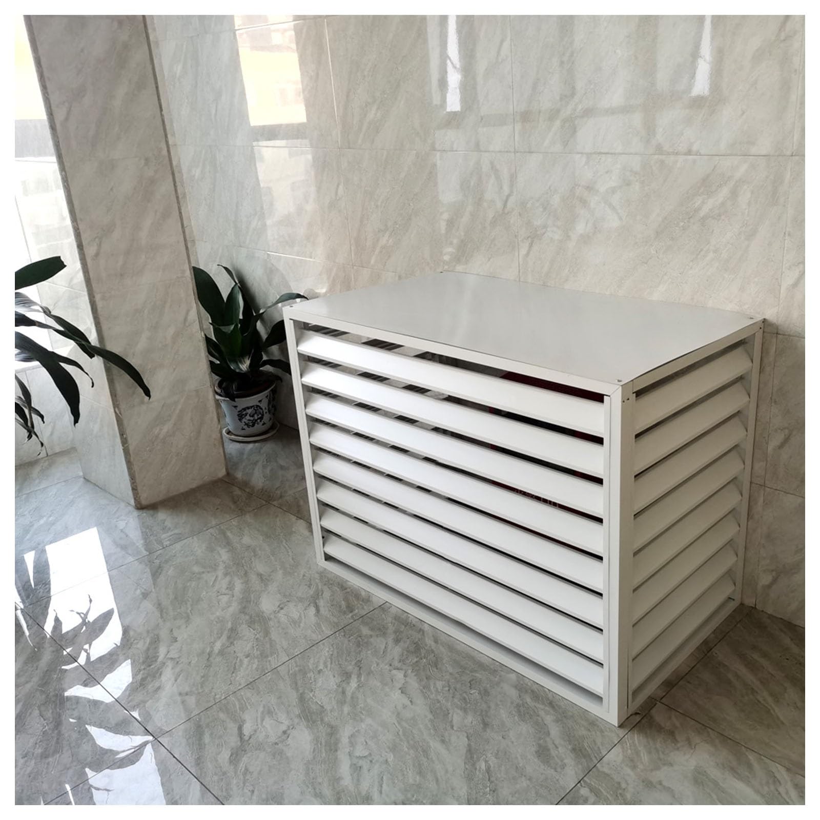 AYCDL Outdoor Air Conditioner Cover - Durable Aluminum Fence Screen Rack for Garden Patio Protection,White-110x60x80cm