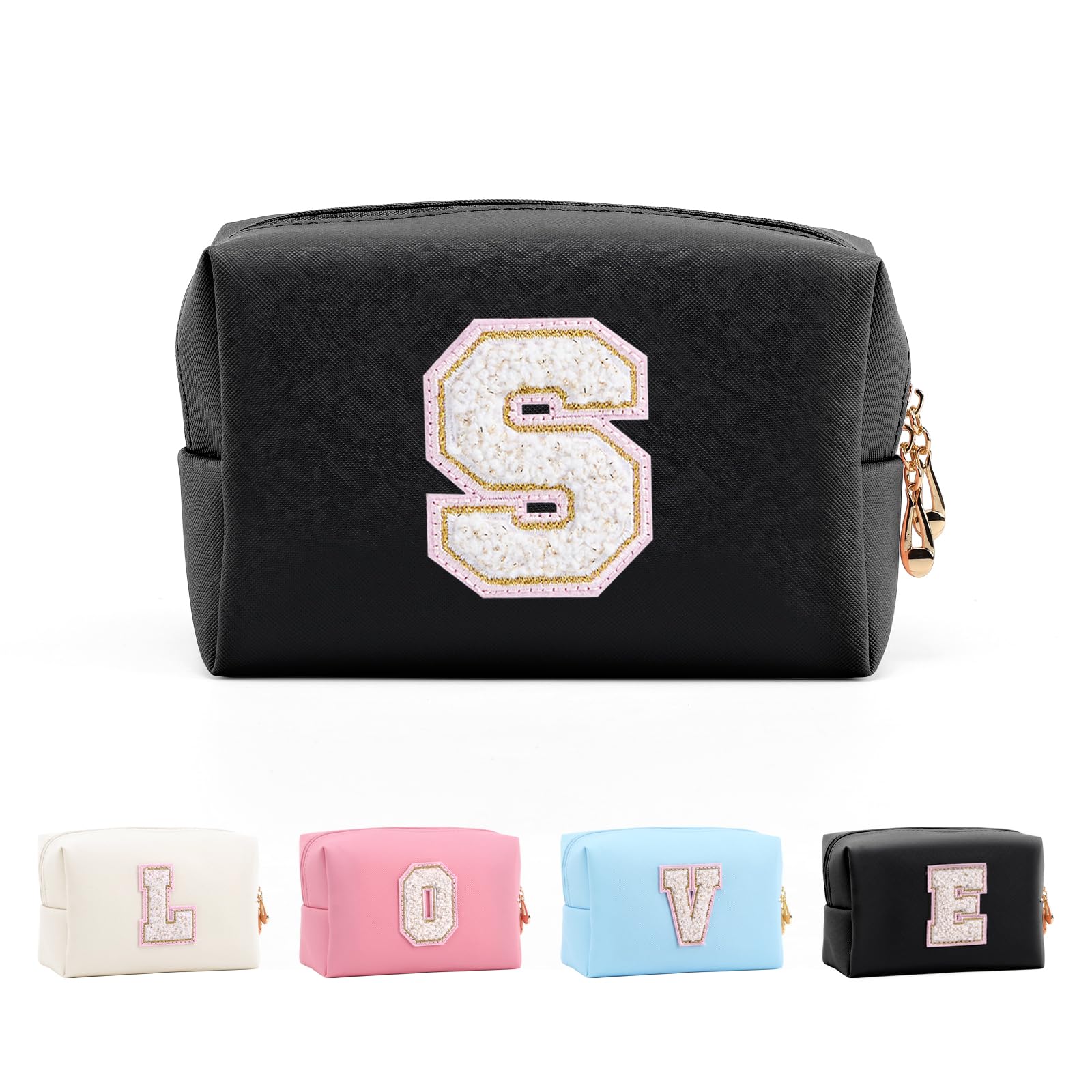 Bolsa de Maquillaje, Bolsa de Cosméticos Impermeable de Viaje, PU Cuero, Neceser de Baño, Bolsa De Aseo Y Almacenamiento para Mujer,Cosas Preppy para niñas Adolescentes (Letra A-Z) — view 86