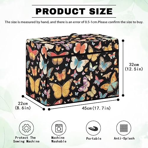 Miniatura 78 de Funda para máquina de coser de mariposas y flores con prácticos bolsillos, funda protectora con asa, para la mayoría de máquinas de coser estándar