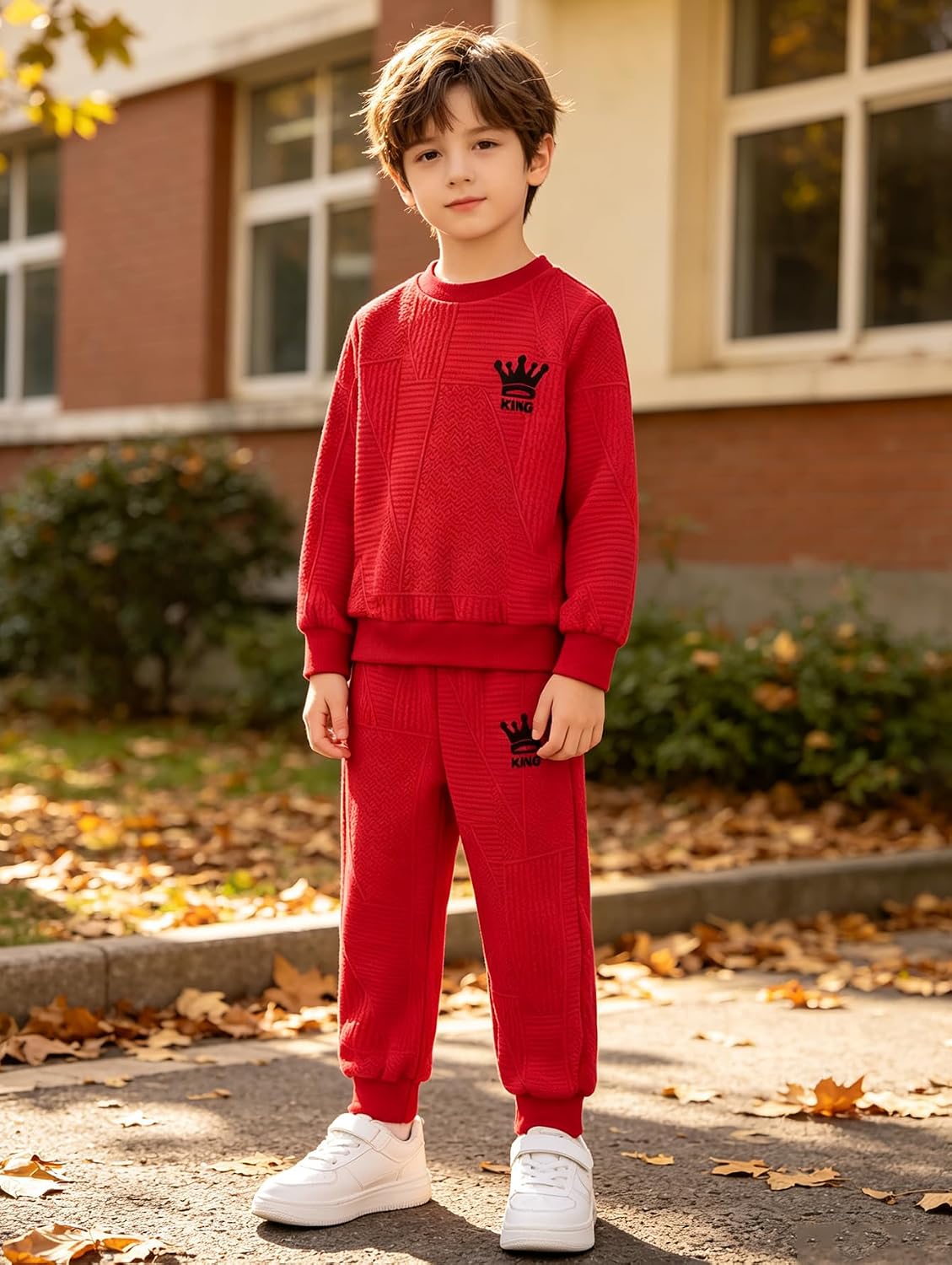Boys Clothes Sets Knit Outfits 6 Pcs Sweatshirt SweatPant 4-14Y