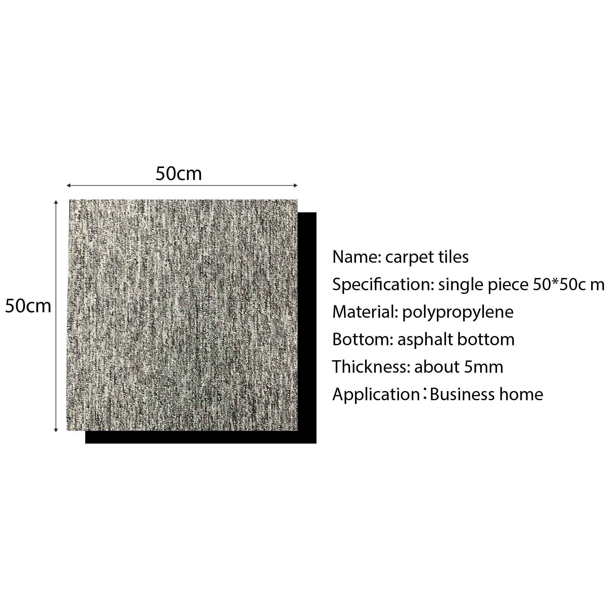 Lot de 20 carreaux de moquette lourds de 5 m² pour chambre à coucher, salon, bureau - Revêtement de sol résistant et antidérapant - Dos bitume (gris)