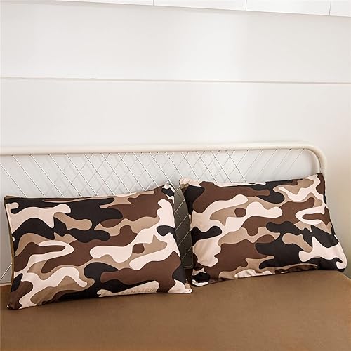 Miniatura 6 de Meeting Story Juego de ropa de cama de camuflaje, juego de edredón tamaño Queen con patrón colorido, 3 piezas, un edredón y dos fundas de almohada