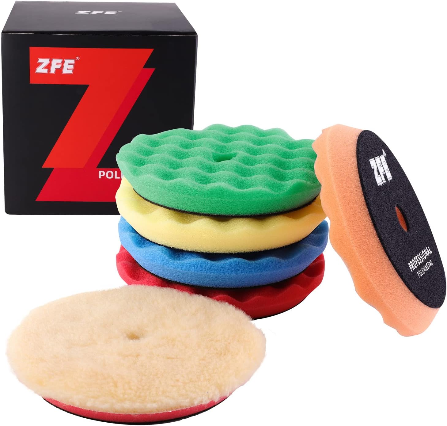 Buffing Polishing Pads, ZFE 6Pcs 5"(125mm) Waffle Foam