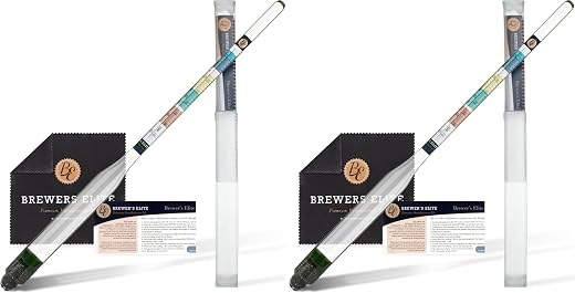 Brewer's Elite Hydrometer - for Home Brew Beer, Wine, Mead and Kombucha - Deluxe Triple Scale Set, Hardcase and Cloth - Specific Gravity ABV Tester