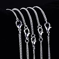 Vista 4 de Outus paquete de 12 cadenas de hierro para bricolaje, collares plateados con cierre de langosta para suministros de joyería (50,8 cm)