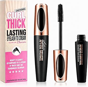 4D Silk Fiber Eyelash Mascara Black, Volume and Length Waterproof Mascara Long-Lasting, Dramatic Extension, Curling Thick Makeup,Gift for Student Women