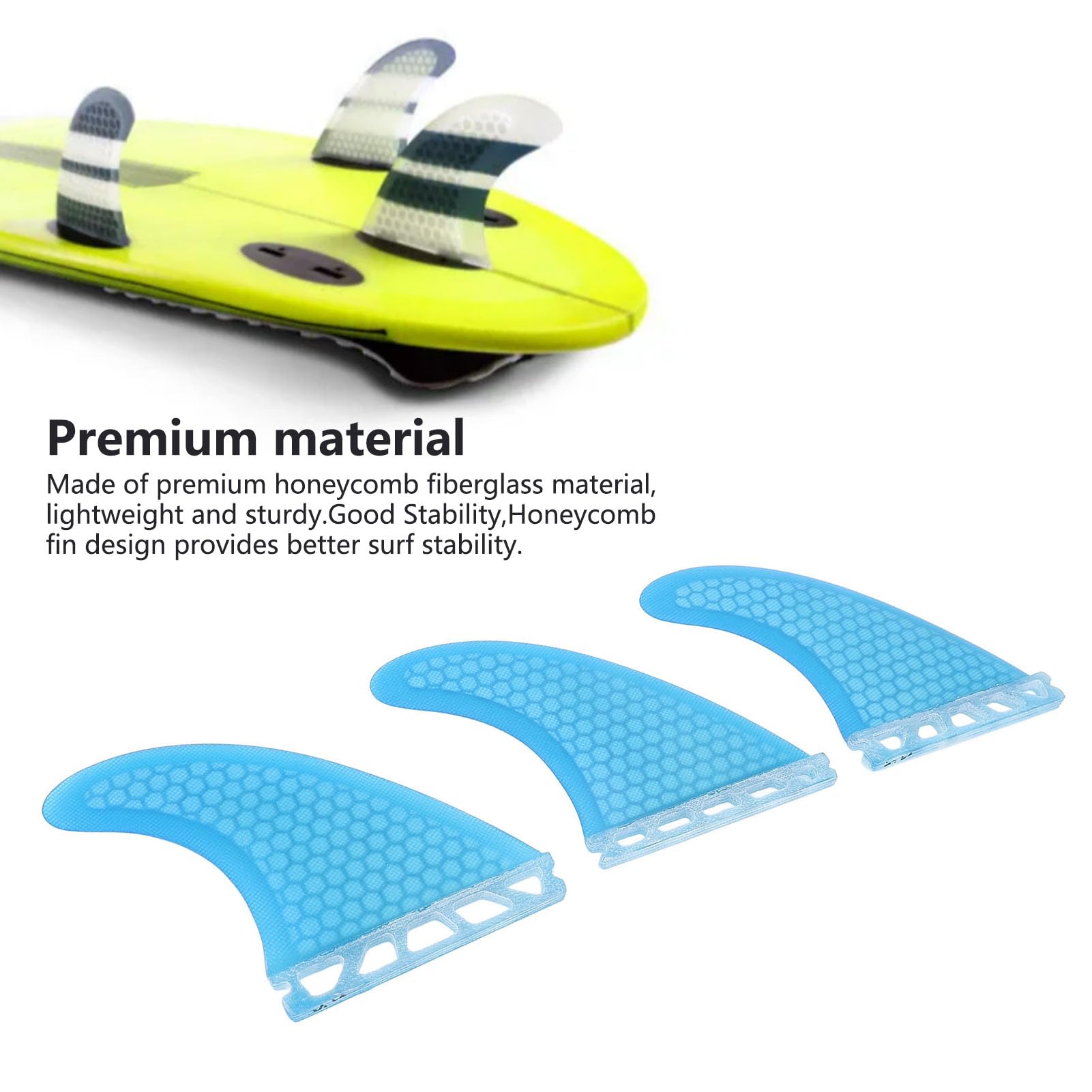 Alomejor Aleta de Tablero de Surf, Aleta de de Fibra de Vidrio de Panal, Compatible para Paletas de Río y Margen de Océano