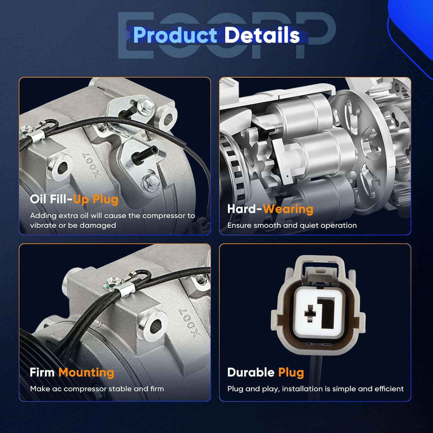 ECCPP AC Compressor 2003-2006 for Acura MDX 3.5L 2003-2008 for Honda for Accord Odyssey Pilot Ridgeline 3.0L 3.5L Air Conditioning Compressor Rapid Cooling 10S20C