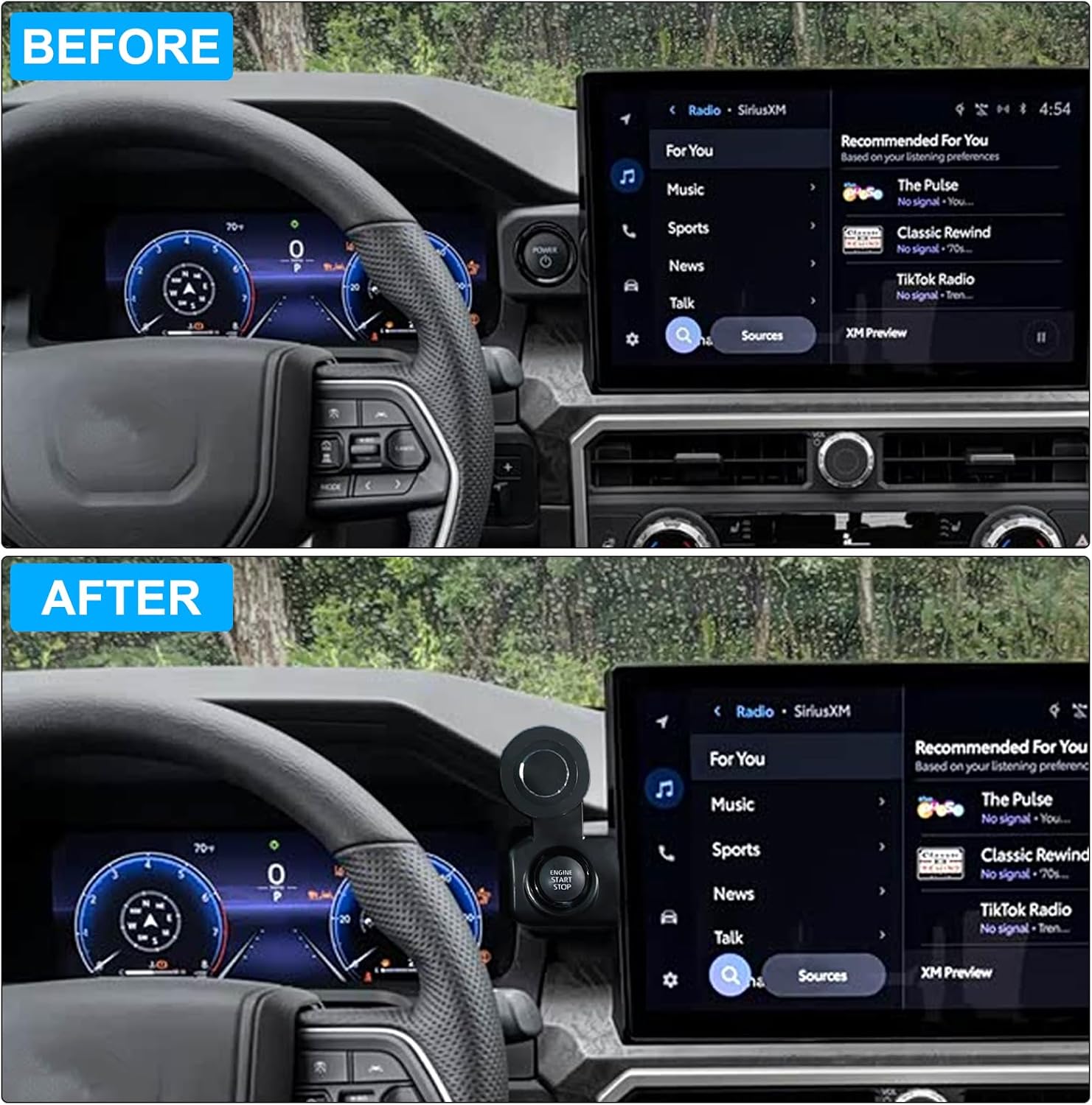 TOYCIDFG Magnetic Phone Holder Rotatable Compatible with Toyota Tacoma 2024 2025 2026, Dashboard Start Button Attached Car Phone Mounted Accessories (14-inch Screen)