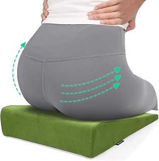 BUYUE Wedge Cushion for Butt Lift Women, Hard-Firm EVA Foam for Lift HIPS Up Fitness Training, Non-Slip Seat Cushion Pads for Desk Chairs, Car Seats, 15.7"x 12.5", Green