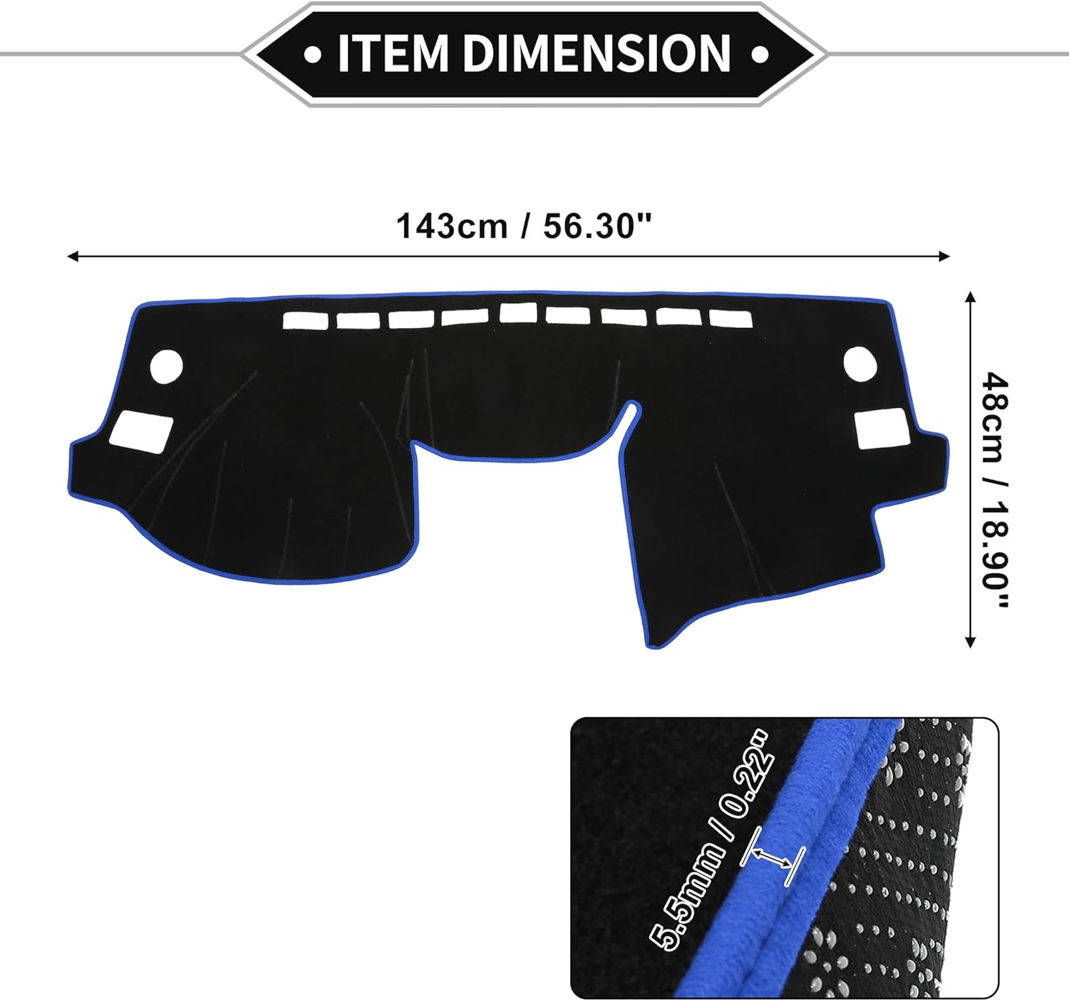 Dash Cover Compatible for Subaru Forester 2014-2018, Non-Slip Polyester Black Blue Center Console Dashboard Cover Pad Carpet