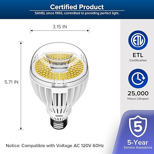 Miniatura 5 de SANSI Bombillas LED A21 equivalentes a 350 W, bombillas de luz diurna de 5500 lúmenes, 5000 K, bombilla E26 no regulable con tecnología de cerámica,