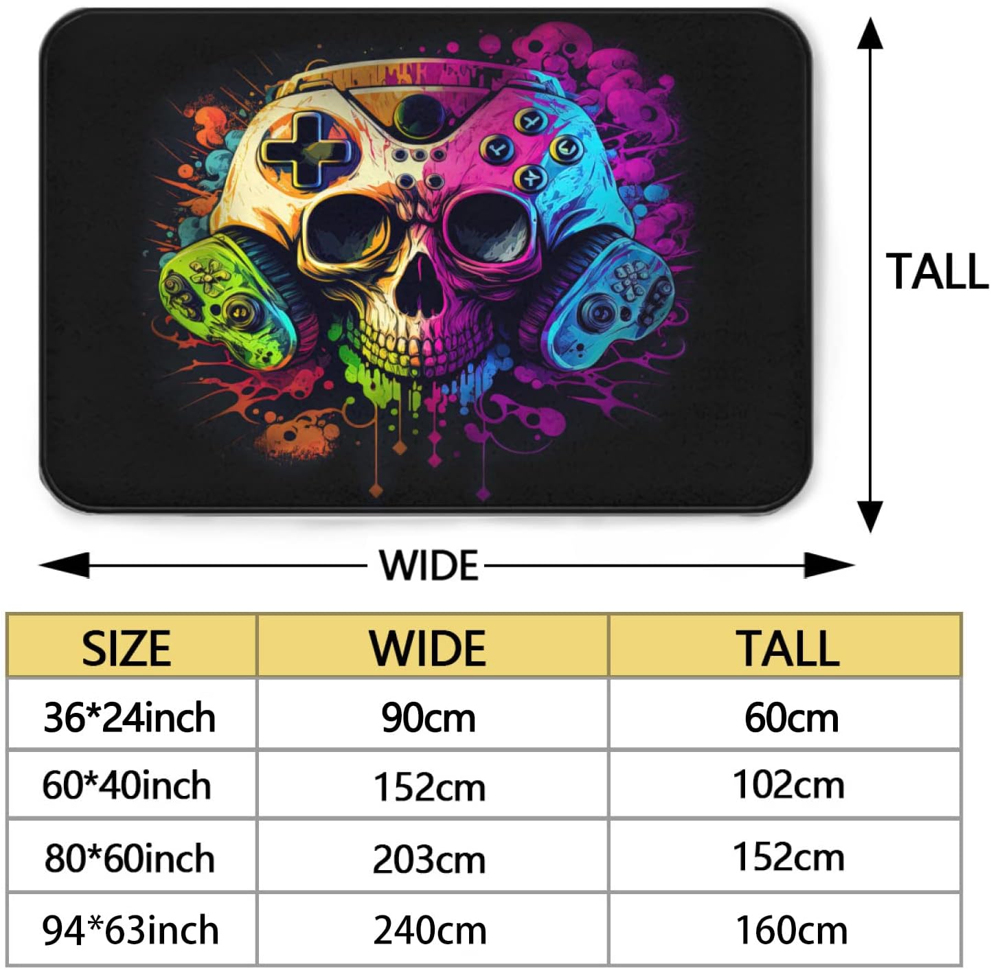 Gaming Rug - Game Room Rug for Boys Bedroom, Gamer Carpet for E-Sports Game Room or Living Room 36x24inches