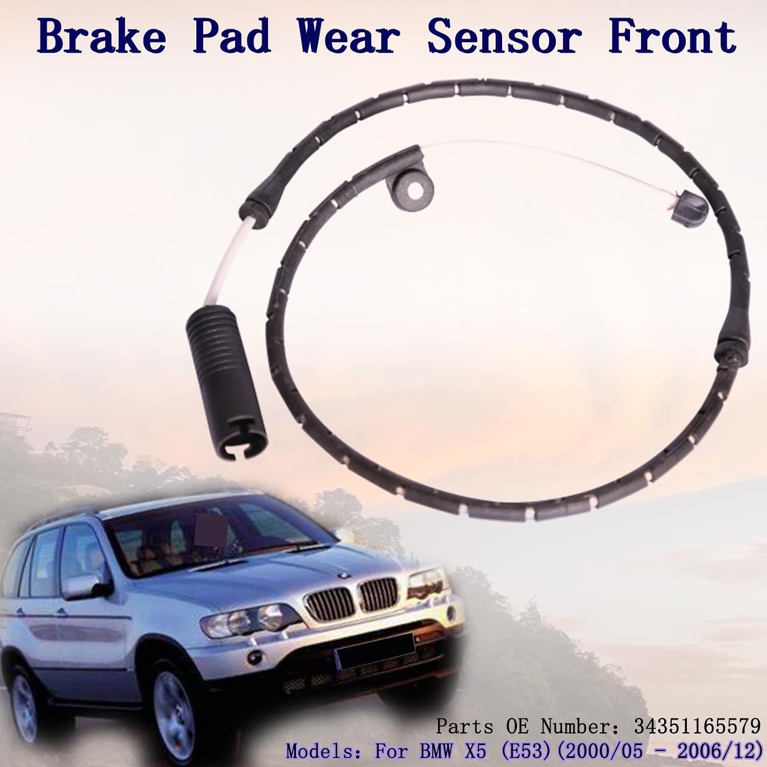 MP&PV Auto Parts Brake Pad Sensor Replacement Front Brake Pad Electronic Wear Sensor Indicator for BMW-X5 E53 2000-2006 OE: 34351165579 (2)