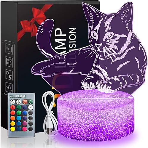 sunduck Gorilla - Lámpara para niños, ilusión 3D Gorilla Toys con control remoto y tacto inteligente, 16 colores cambiantes, regulable, escritorio,