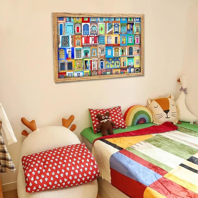 Foto 5 de 6 de MISITU Puzzle de 1000 piezas para adultos y niños - ventana de puerta colorida