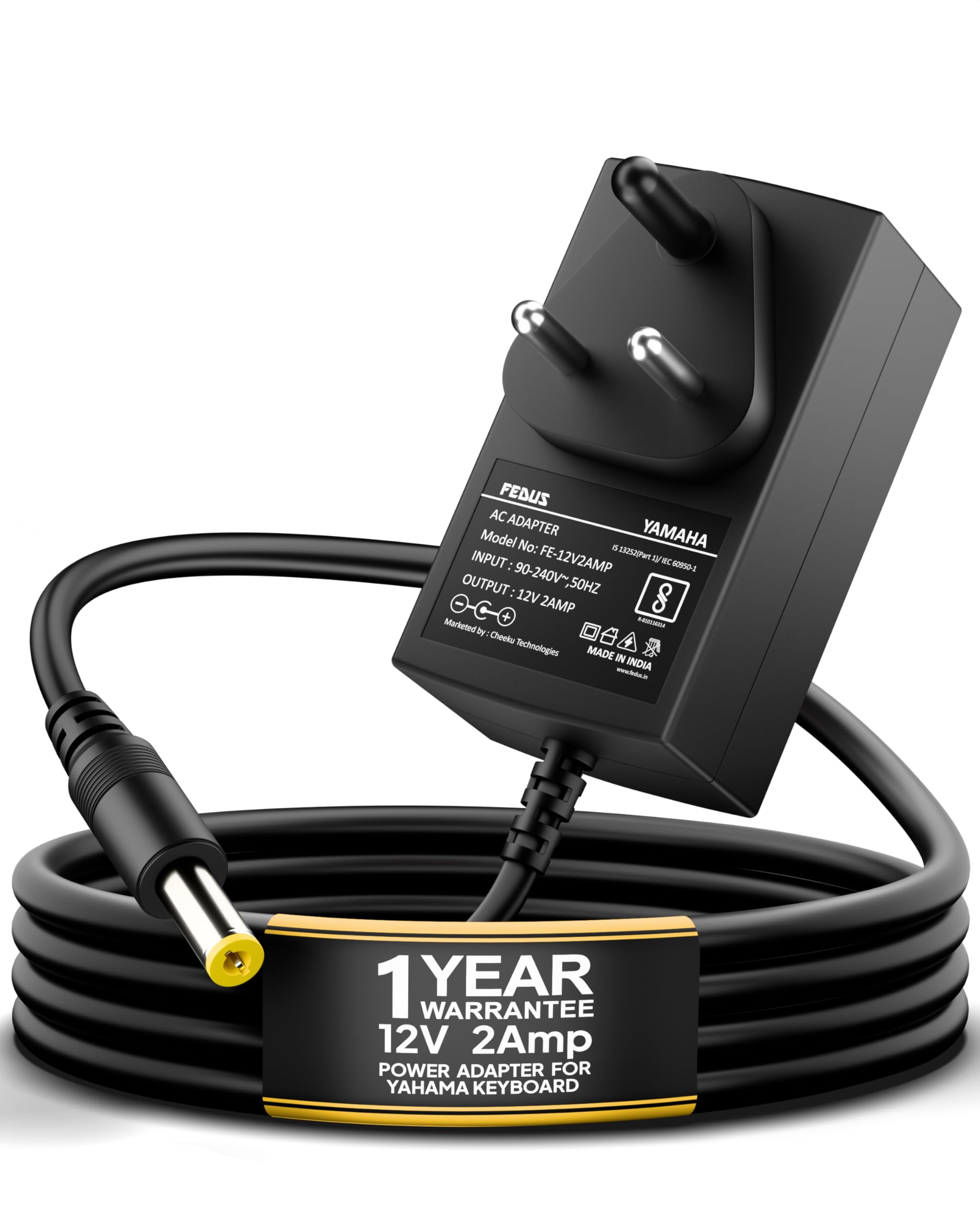 12V 2A Ac Power Supply Long Cord Charging Adapter for Yamaha Psr, YPG, Ypt, Dgx, Dd, Ez and P Digital Piano and Portable Keyboard Series, Replacement Pa-130 Pa-130B (3 Meter, Black)