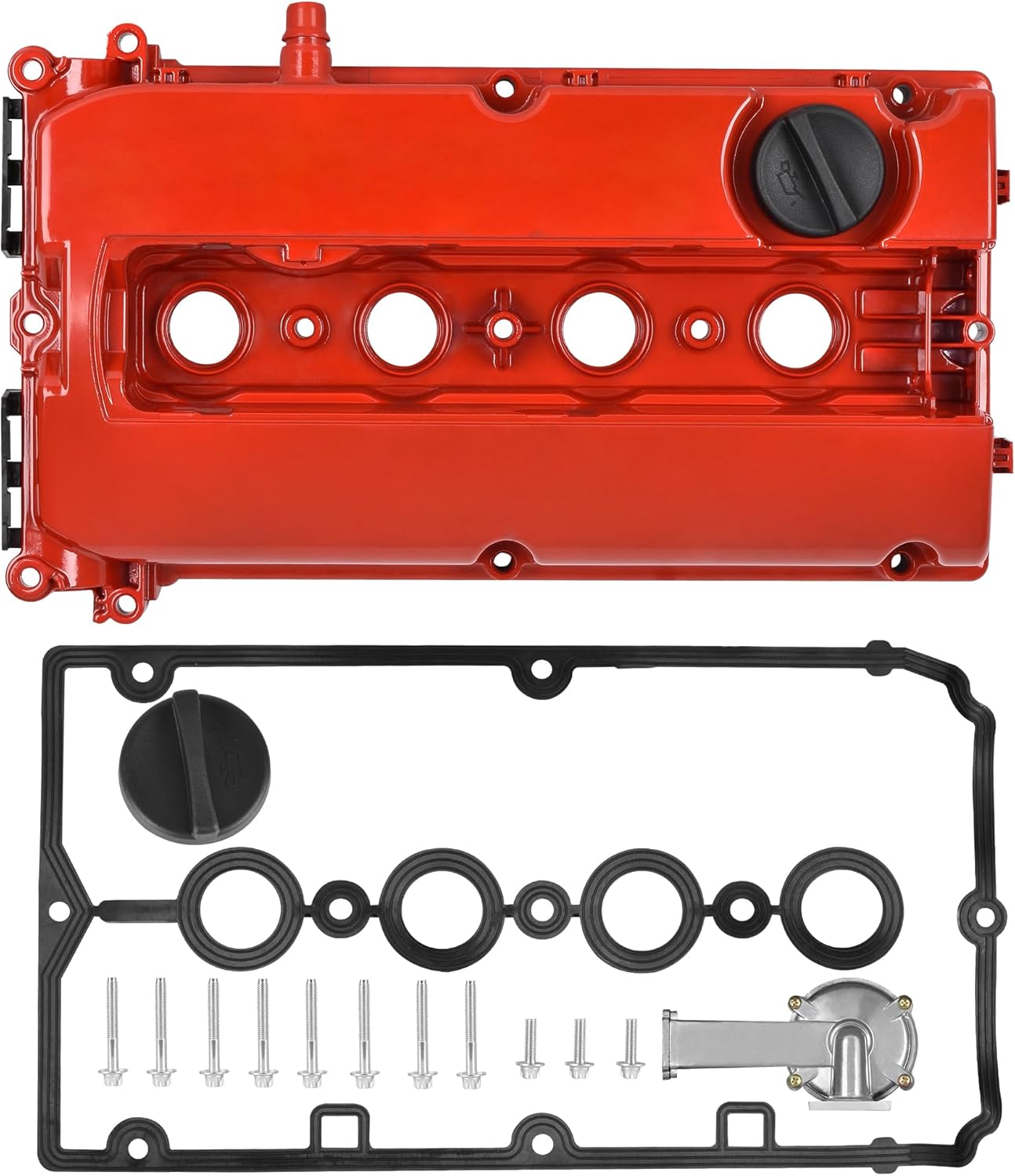 Upgrade Aluminum Valve Cover Fit for Chevy Astra 07-08, 10-16 Cruze, 12-18 Sonic, 13-20 Trax, 09-11 Aveo Aveo5, 09-10 Pontiac G3, 08-09 Saturn Astra 1.6l 1.8l Engine# 55558673 Red