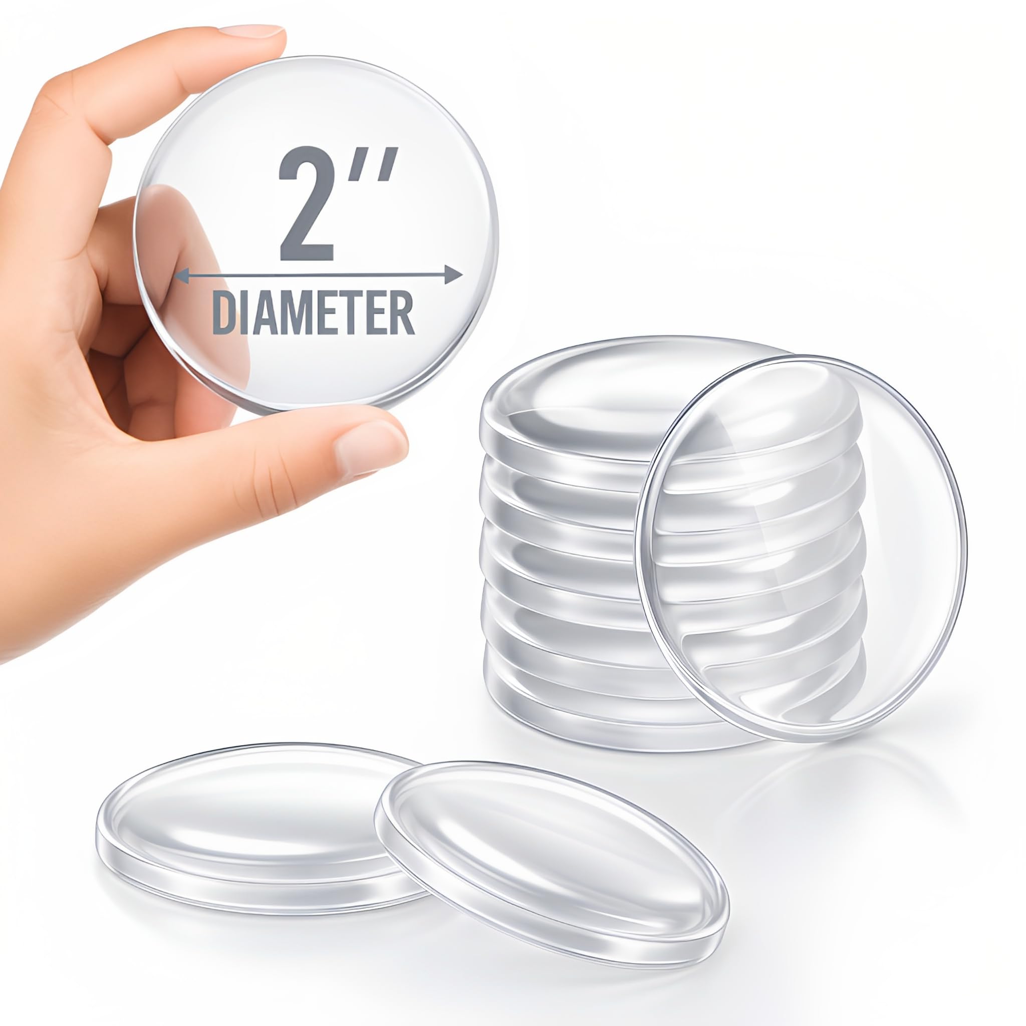 Strongest Door Stoppers for Wall 2" (8 Pack) - Self Adhesive & Discreet Home Door Knob Wall Protector - Quiet Door Bumper with Secure Adhesive - Rubber Door Stops - Shock Absorbent Door Handle Stopper