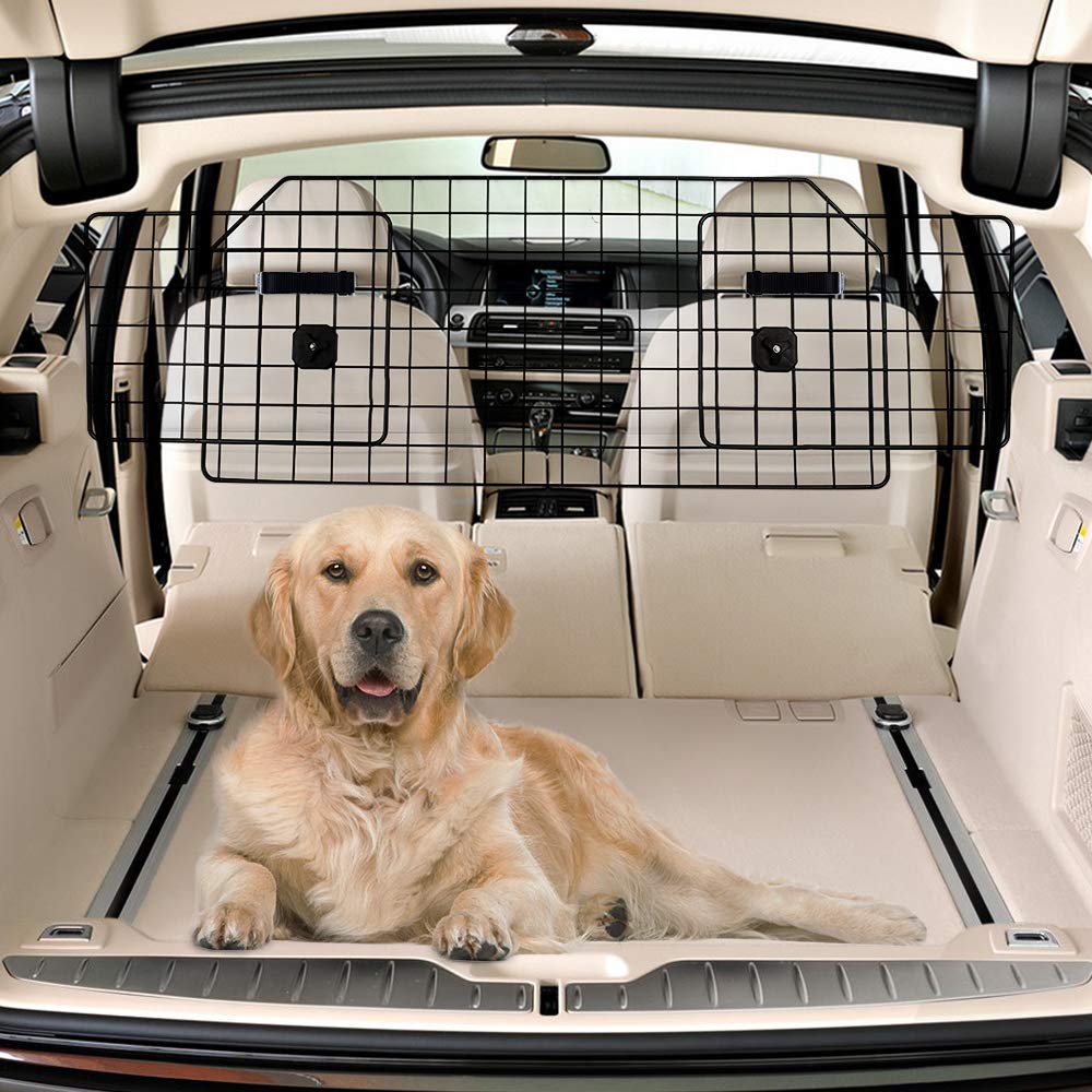 rabbitgoo Dog Car Barrier for SUVs, Van, Vehicles - Adjustable Large Pet SUV Barriers Universal-Fit, Heavy-Duty Wire Mesh Dog Car Guard, SUV Pet Car Gate for Vehicles, Safety Car Divider for Dogs