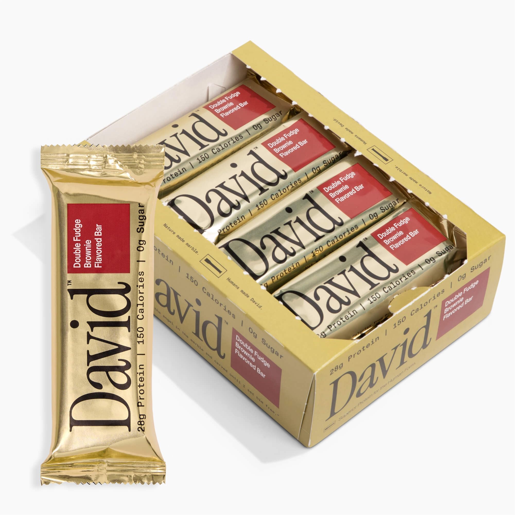 David High Protein Bars - 0g of Sugar, Low Carb, Gluten Free - 28g of Protein, 150 Calories - On-The-Go Snack - Fudge Brownie Flavor, Pack of 12