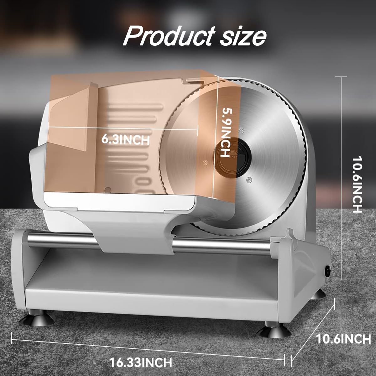 HmLtd Affettatrice per Carne,Affettatrice per Alimenti in Acciaio Inossidabile,Affettatrice per Frutta da 200 W,Spessore Regolabile,Non Richiede azionamento Elettrico,Protezione Blocco Bambini,per