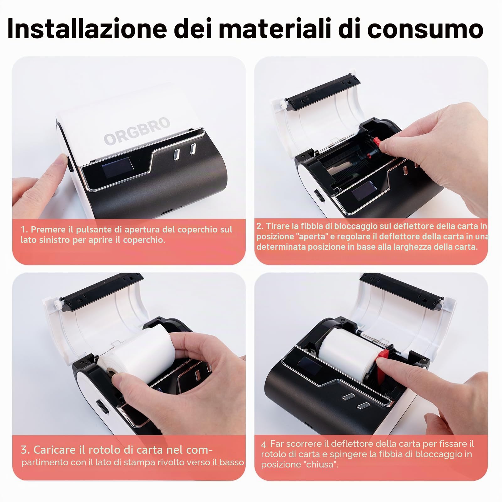 ORGBRO Etichette Termiche Autoadesive per Z3 Stampante Termica | Etichette Rettangolari per Supermercati e Piccole Imprese, 40 X 30 mm, 230 Etichette/Rotolo, 3 Rotoli, Nero su Bianco
