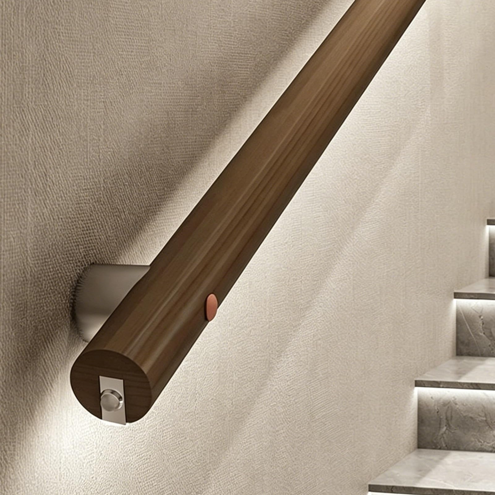Drewniana balustrada LED aktywowana silnikiem IR, bezpieczna poręcz 24 V o niskim napięciu do domu i hotelu, 118in / 300 cm - antypoślizgowa, bezpieczna, podświetlana ase Solut