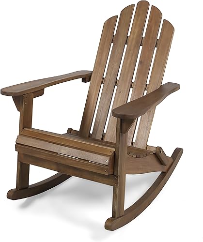 Miniatura 8 de Mecedora Adirondack para exteriores, silla mecedora de madera para patio, silla Adirondack plegable para césped exterior, cubierta, porche, patio