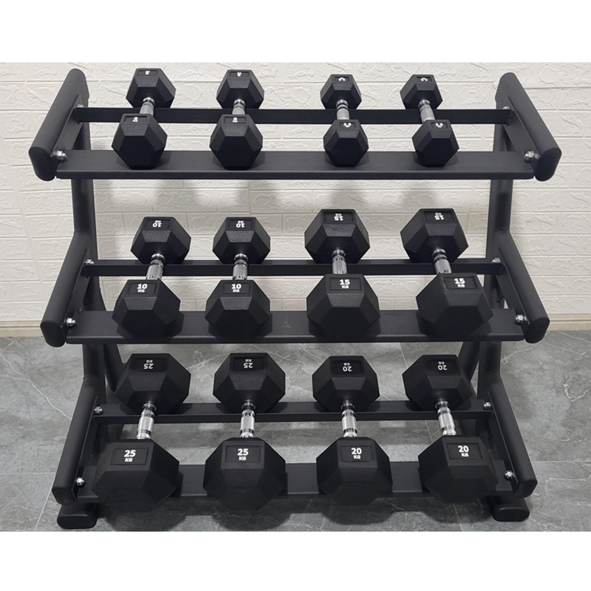 Hex Dumbbells Weight Set 155 kg Rubber Coated Dumbbell Training Equipment with Storage Rack for Home Gym Muscle
