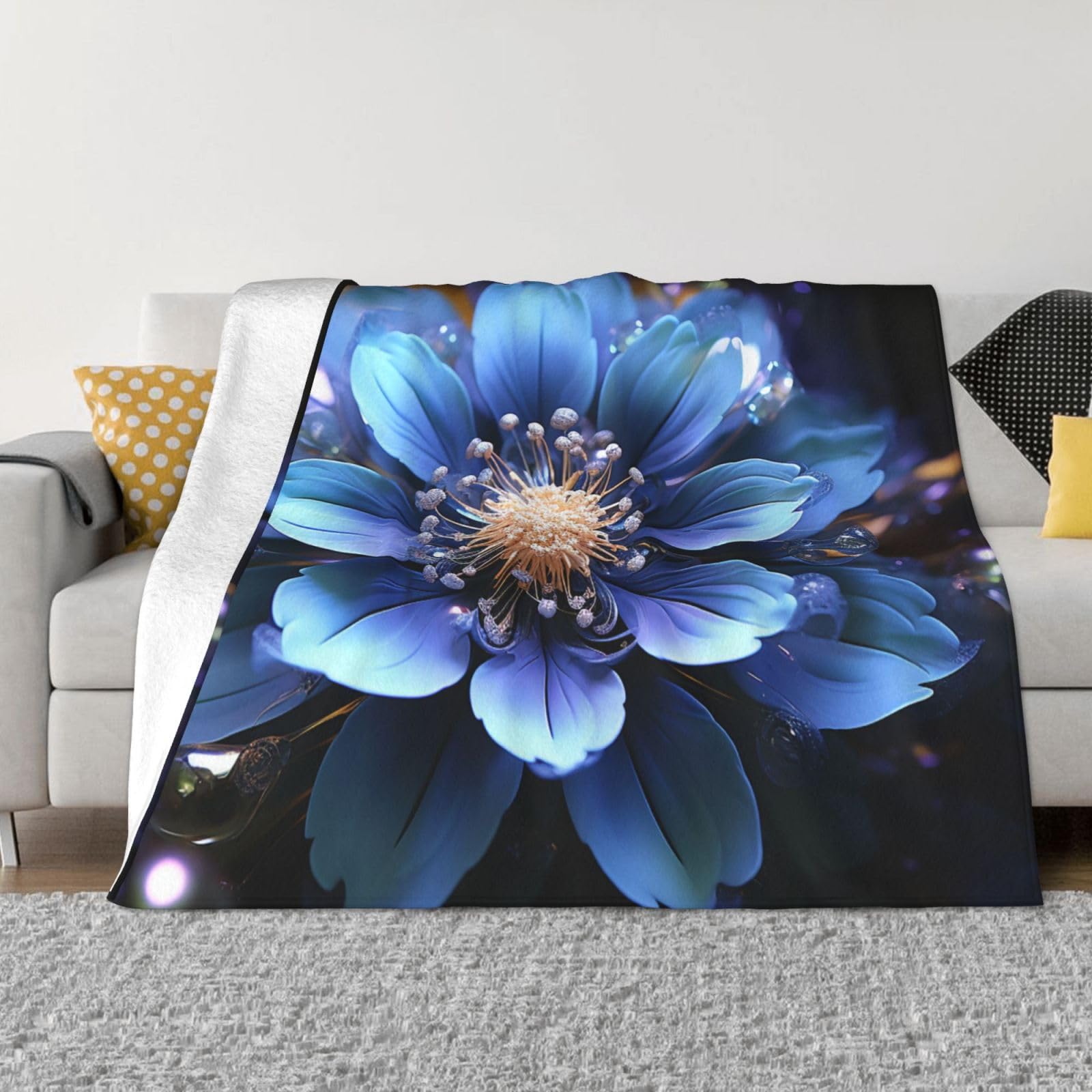 Couverture flanelle motif floral pour vos moments détente au salon ou en camping