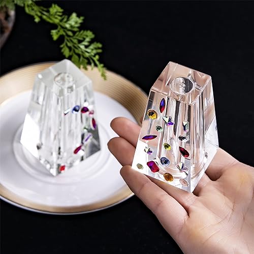 Miniatura 6 de Juego de 2 saleros y pimenteros de cristal recargables de 3 pulgadas de alto para decoración de cocina o mesa, salero con diamantes de imitación