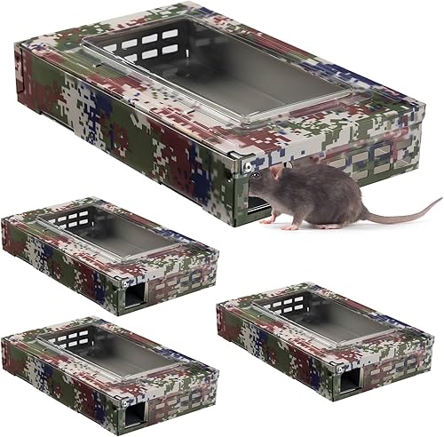 Paquete de 4 trampas para ratones con tapa transparente, humanizada, para roedores, ratones, para control de ratas, seguridad para mascotas y niños disponible en Yaxa Venezuela