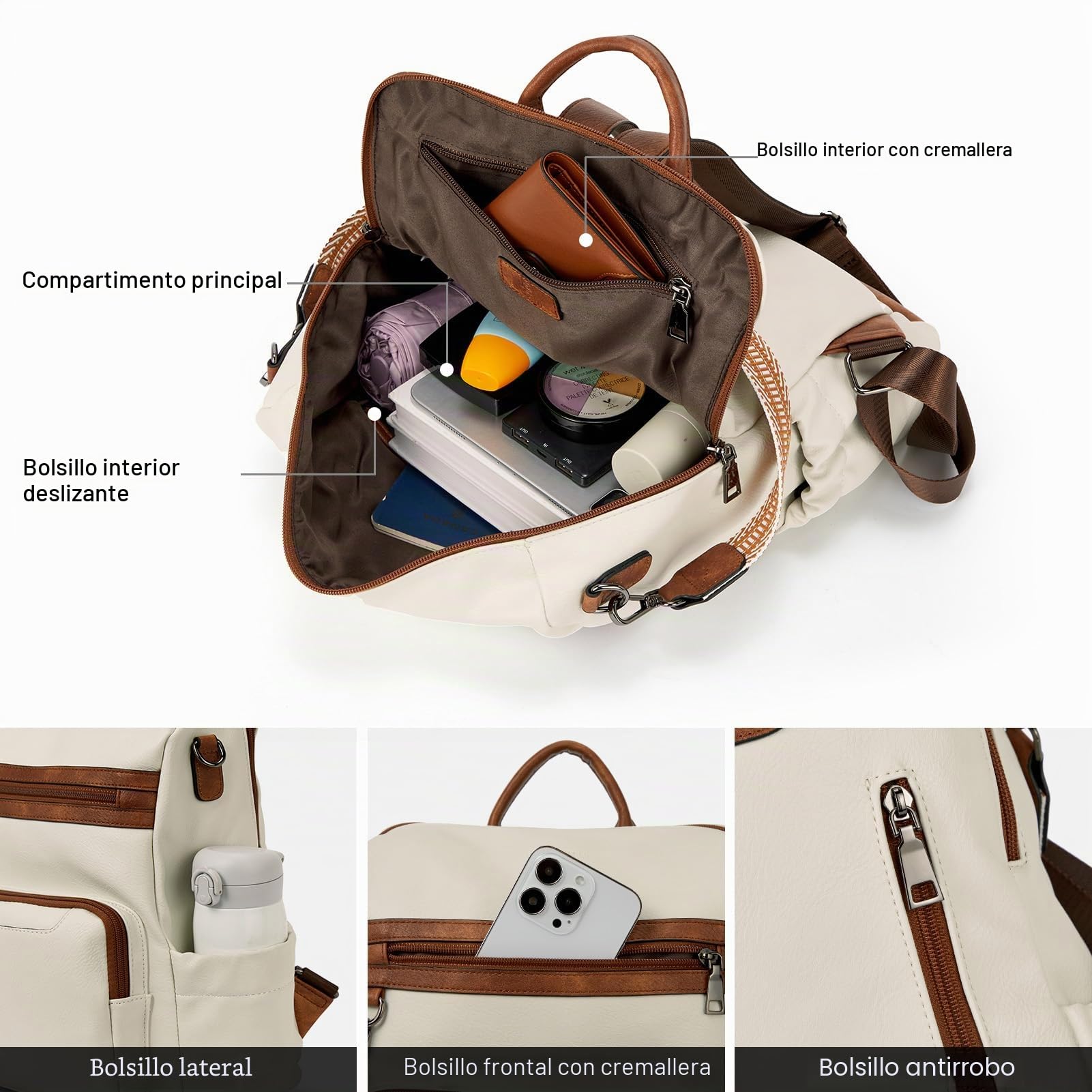 BOSTANTEN Genuino Cuero Mochila Nosotros Estudiante Universidad Casual Viajar Morral para Señora