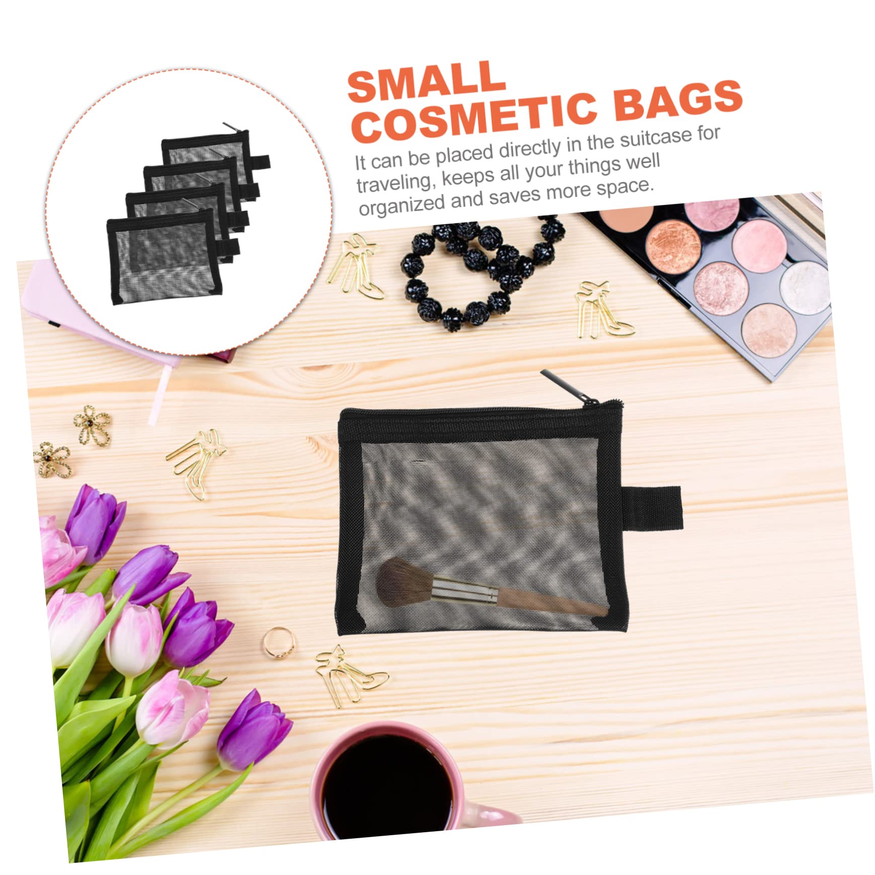 MAGICLULU 5 Set Di Borse Da Viaggio Per Cosmetici Borse Da Toeletta in Rete Piccole Borse Portatrucco Borse Porta Rossetto Portatili 4 Pezzi*5