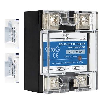 CG Solid State Relay SSR-25DA DC to AC Input 3-32VDC to Output 24-480VAC 25A Single Phase Plastic Cover...