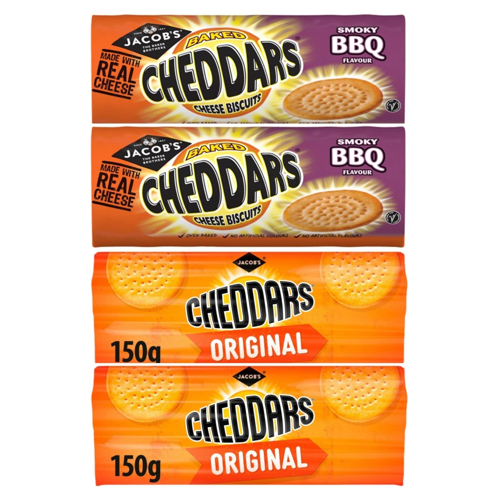Buy Jacobs Cheddars Original 150g x2 Packs Jacobs Cheddars Smoky BBQ
