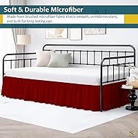 Vista 2 de Falda de cama con volantes con esquinas divididas para camas de día tres lados de cobertura, fácil ajuste, fabricada con microfibra cepillada