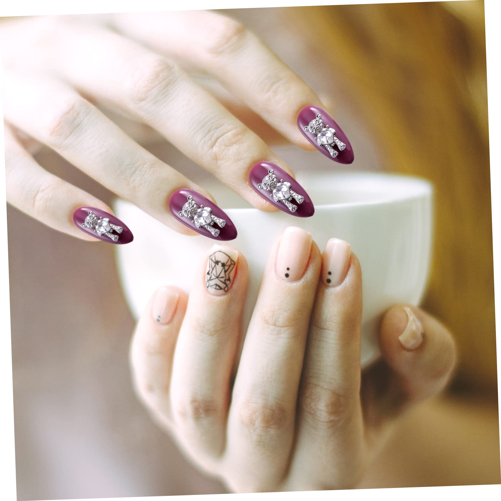 minkissy 100pezzi Decorazioni Unghie Artistiche Orsetto Ciondoli Per Manicure Creativa Forniture Nail Art Alla Moda