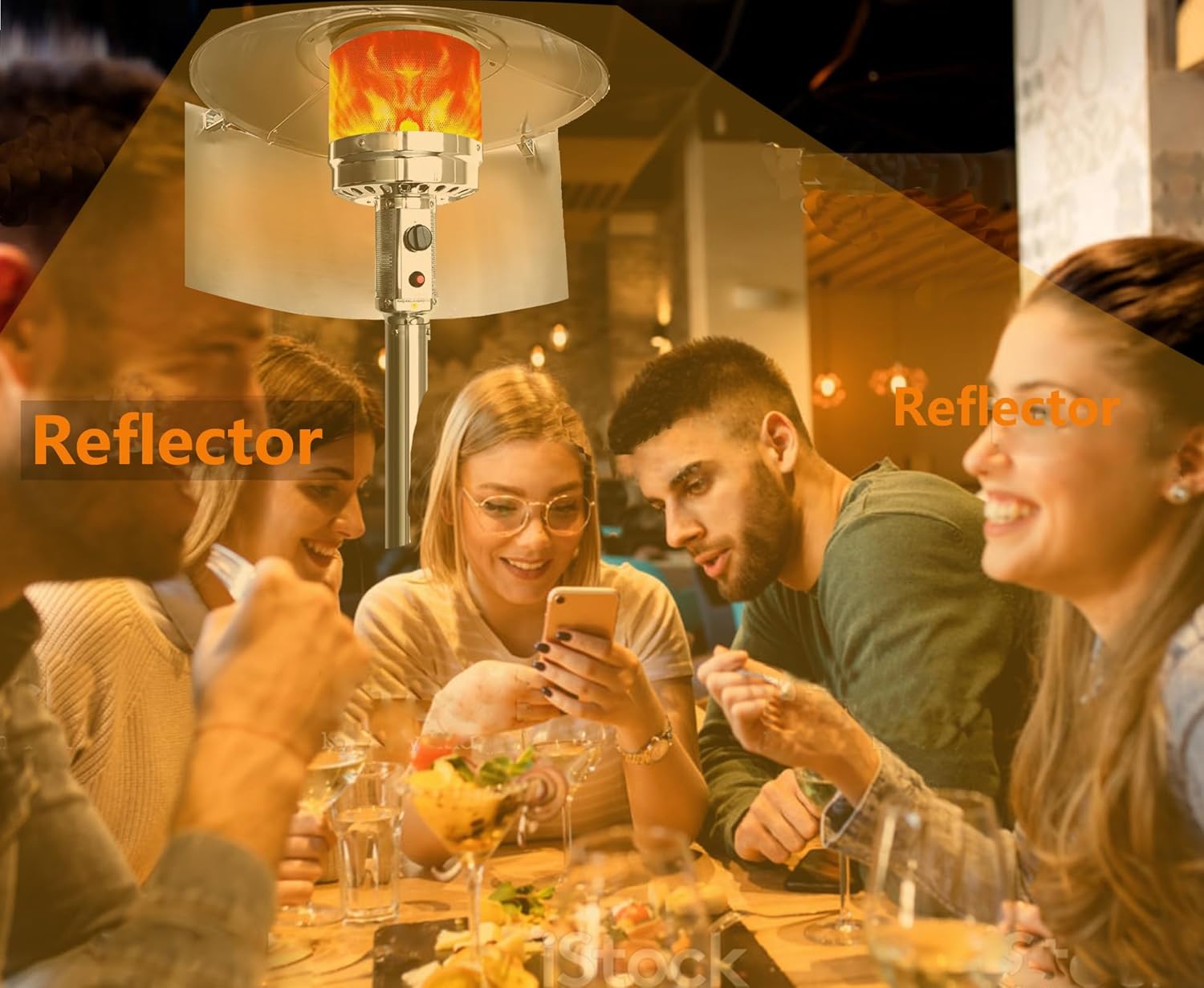 Patio Heater Reflector Shield Patio Heater Propane Focusing Heat Reflector Shield for Extra Heat Reflecting Saving Gas, 0.8mm Thickened Aluminum