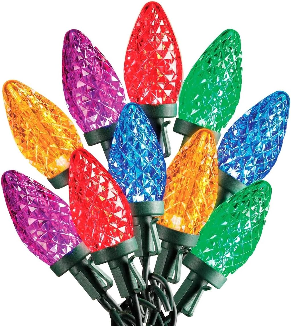 SYLVANIA Stay-Lit Platinum Strings Christmas Lights - LED C9 Multi Color Lights - (2 Strings of 50 Lights)