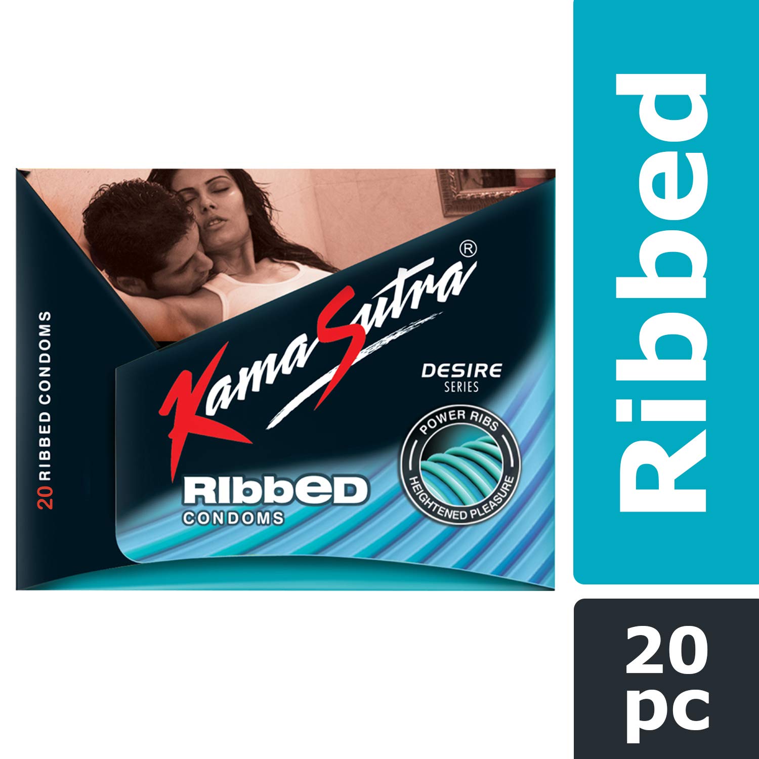KamaSutra Lube Strawberry Personal Lubricant - 50 ml & KamaSutra Desire Series Condoms for Men - 20 Pieces (Ribbed) 3
