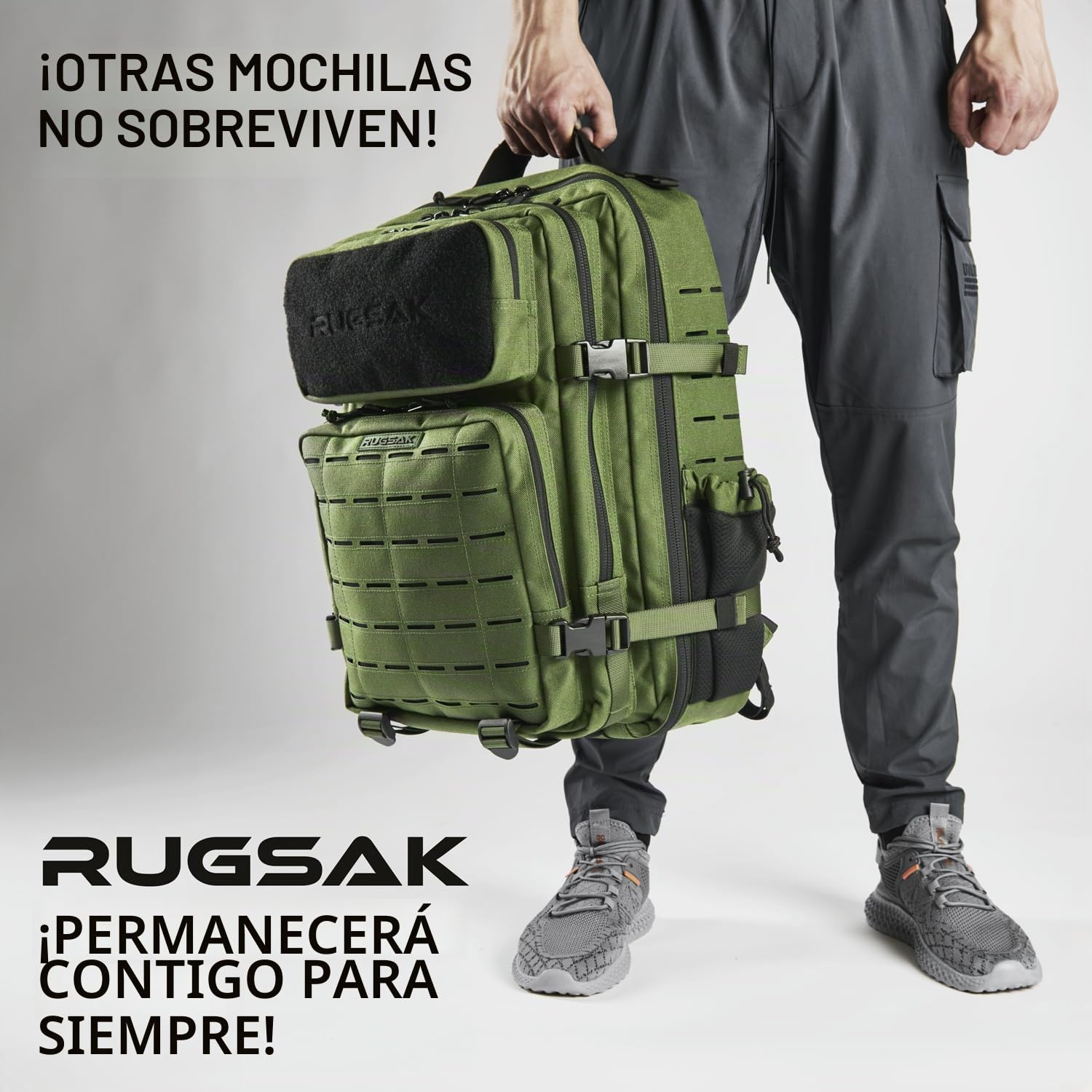 RUGSAK® ALPHA | Mochila táctica [20-45L] impermeable y extremadamente resistente | Mochila militar de supervivencia | para trabajo al aire libre, senderismo, camping y gimnasio, mochila de viaje Molle