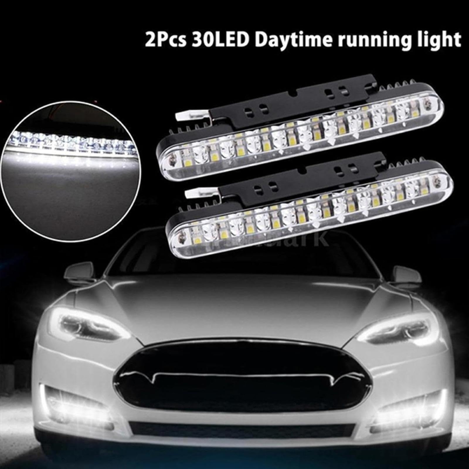 Mistlampen Światła 2 szt. Światła do jazdy dziennej samochodu DRL Dla SUV ciężarówki 12V bursztynowo-biała listwa oświetleniowa przeciwmgielna do jazdy ze streamerem
